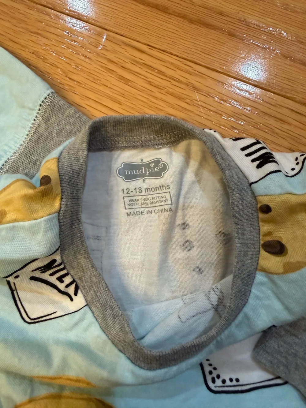 Mud Pie Baby Boys Light Blue Milk & Cookie Print Pajama Set